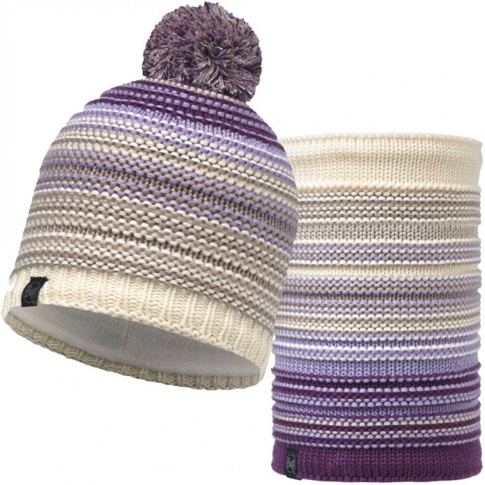 Комплект шапка шарф вязаный с флисом BUFF NEPER VIOLET 1135866191000113347.619.10.00 Комплект шапка шарф вязаный с флисом BUFF NEPER VIOLET 1135866191000113347.619.10.00