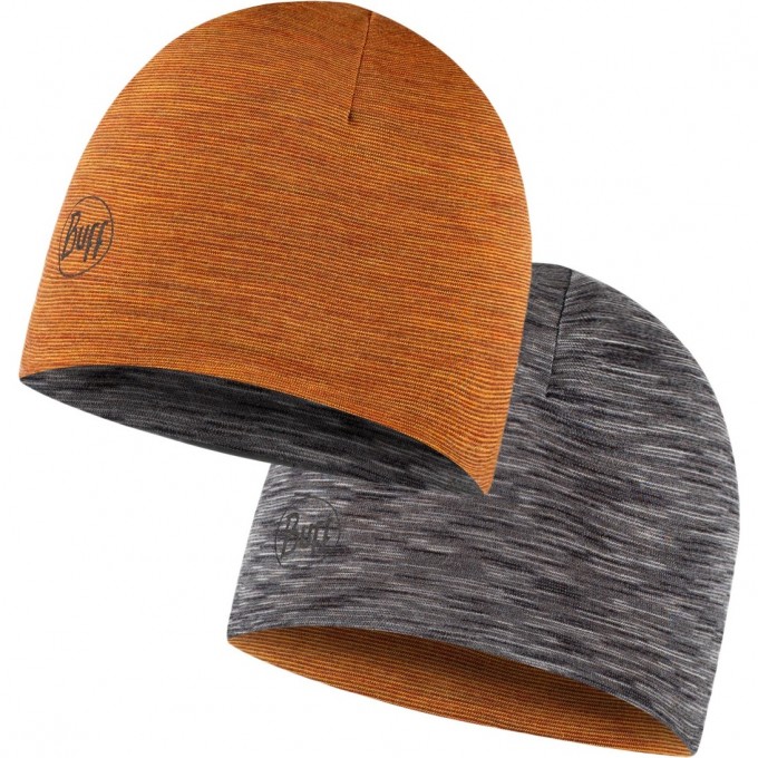 Шапка BUFF LW MERINO WOOL REVERSIBLE HAT BRONZE-GREY MULTISTRIPES 123325.306.10.00 Шапка BUFF LW MERINO WOOL REVERSIBLE HAT BRONZE-GREY MULTISTRIPES 123325.306.10.00